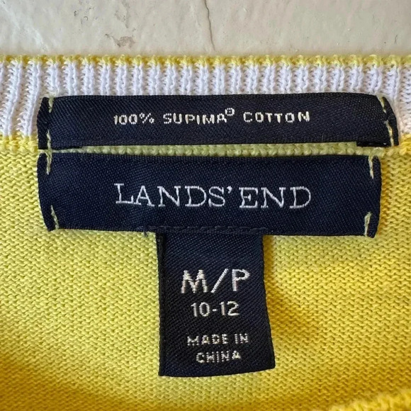 Lands End Women's yellow Crew Neck Sweater size medium petite - Picture 6 of 8